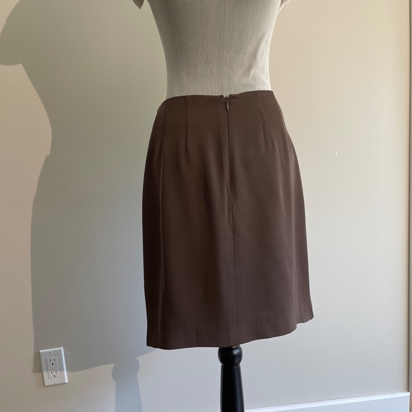 Jax Mid Length Pencil Skirt Brown Light Weight - Picture 5 of 11